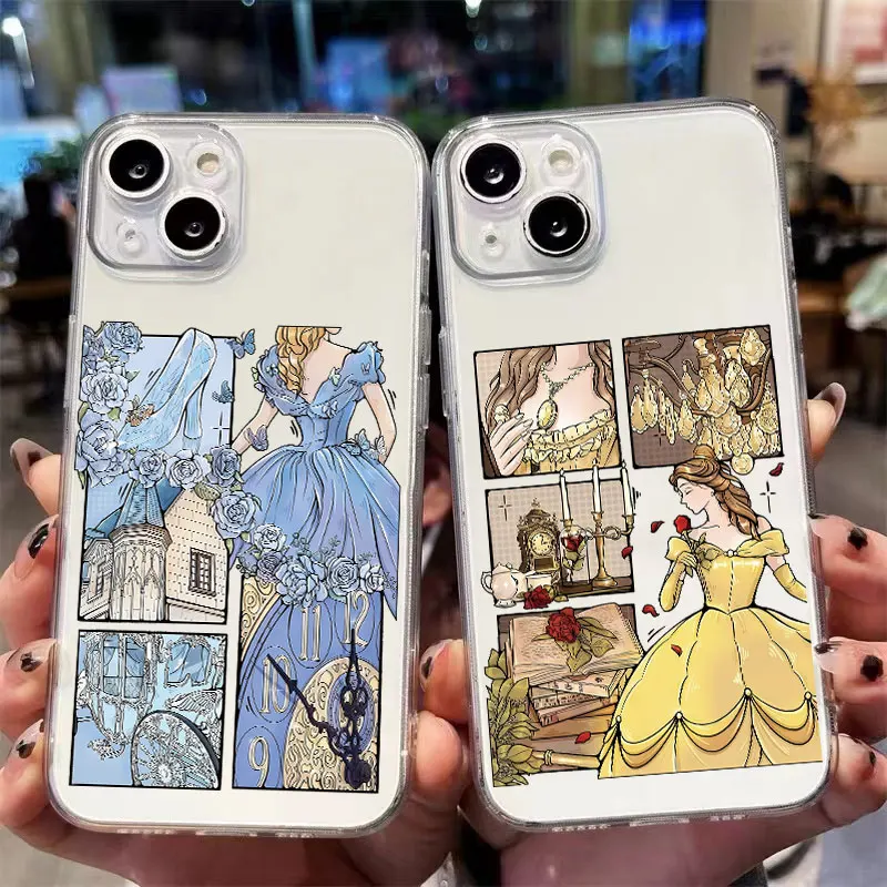 Funda para iPhone 13 12 11 Pro MAX XR 16 15 14 Plus 7 8 16e XS funda de teléfono suave Disney hermosa princesa