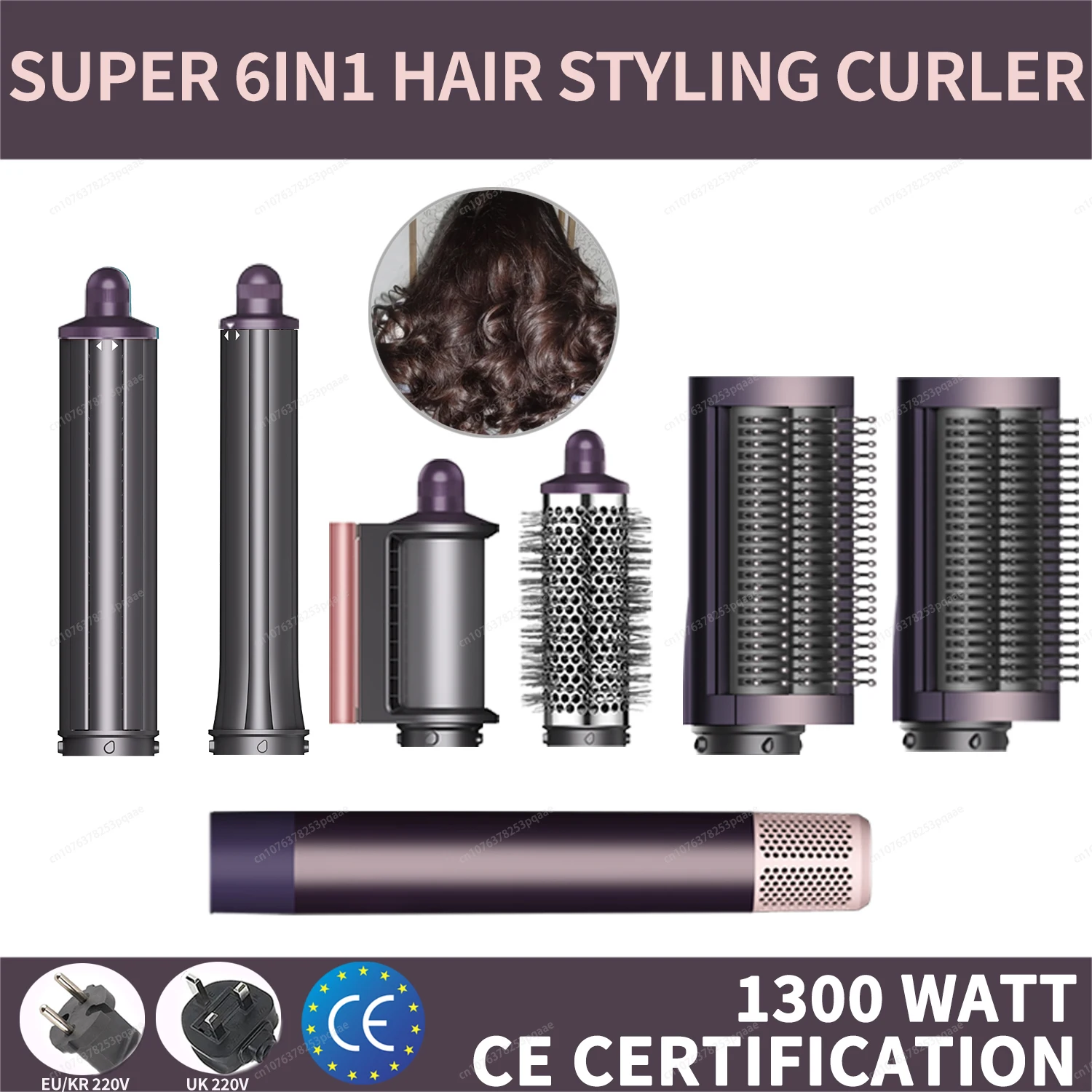 6IN1 Hot Air Brush Dryer Styler 110000RPM High-Speed Hair Curling Dryer With Auto Curling Wands With Firm/Soft Straight Hair