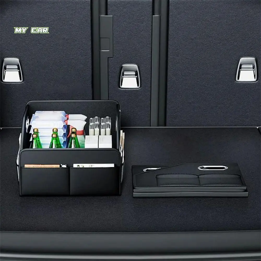 

Large Capacity Car Trunk Organizer Foldable with Side Pockets Auto Trunk Storage Box Multi-compartment Anti Collisions