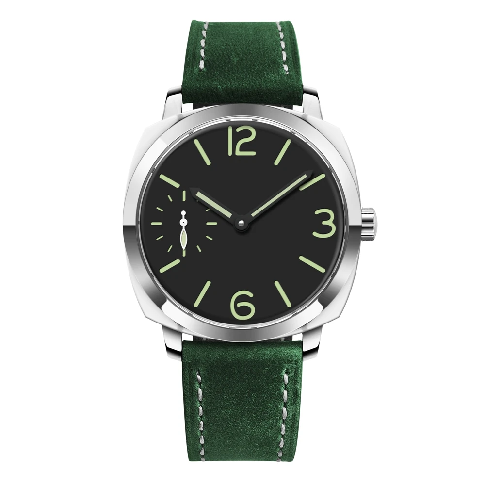 Стерильные часы Corgeut с логотипом, 42 мм, st3600, водонепроницаемые мужские механические часы с сапфировым стеклом, кожаные, с ручным заводом