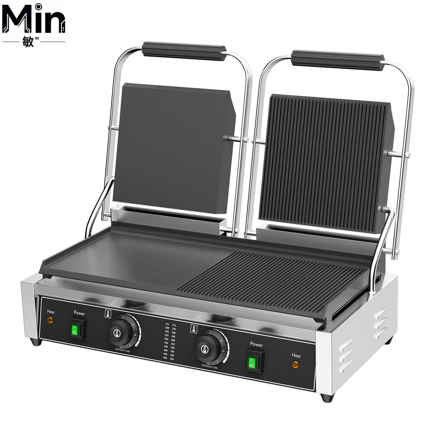 Stainless Steel Double Sided Contact Barbecue Grill Multifunctional Outdoor BBQ Grill with Door Design for Patio Camping