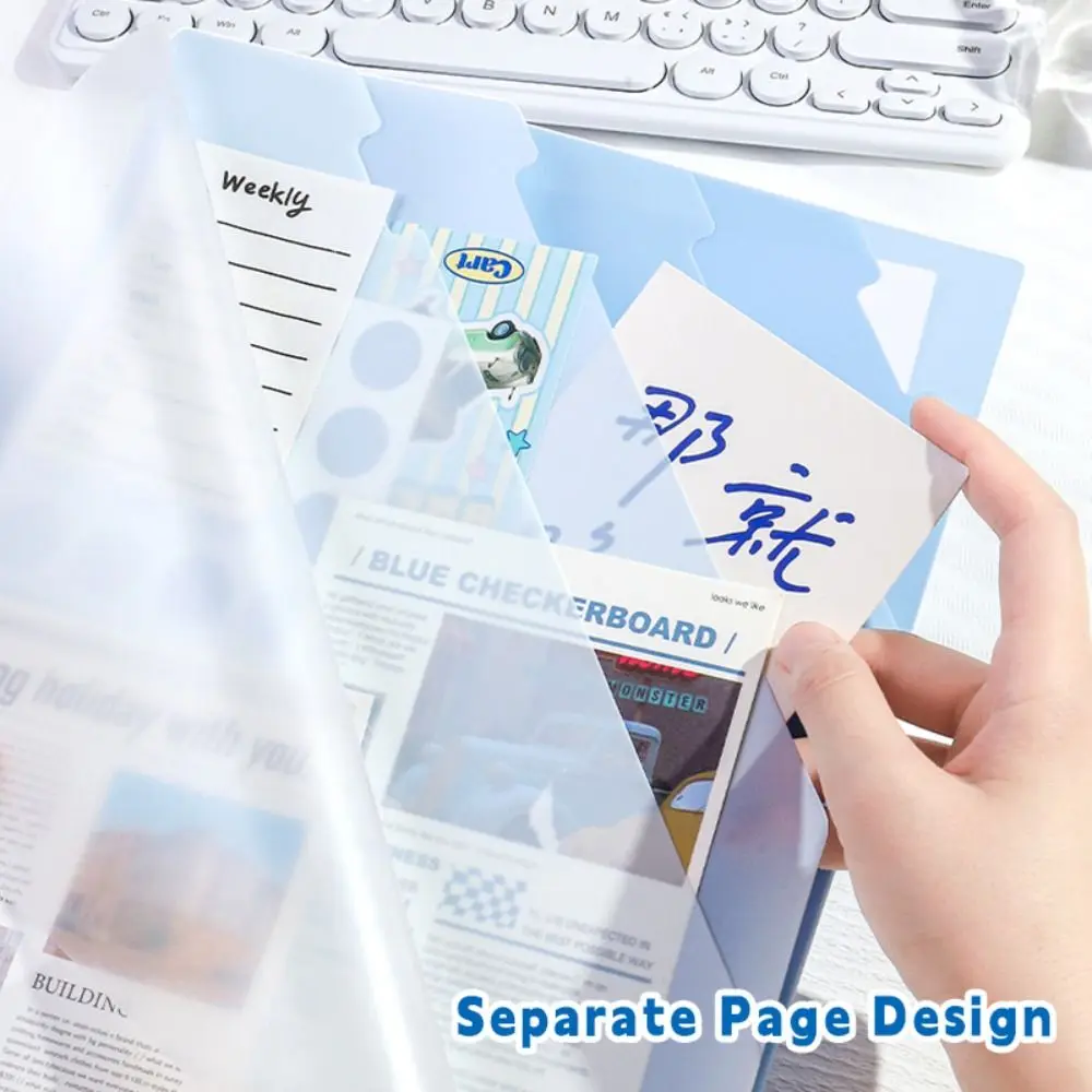 New 6-Layer A4 File Folder Large Capacity Gradient Color Test Paper Storage Clip Thickened Data Storage Booklet Back To School