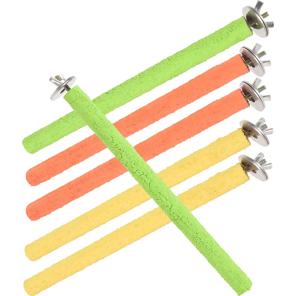 

6pcs Bird Perch Grinding Stick Accessories for Cage Wood Standing Rod Parrot Training Toy Adjustable Reusable Sand Material