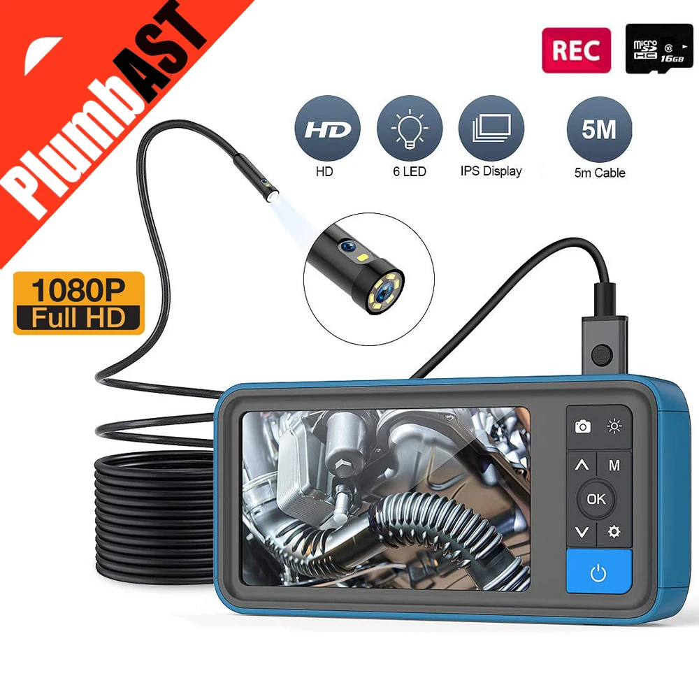 

MS450 Dual Lens Industrial Endoscope 1080P 4.5” LCD Pipe Sewer Inspection Camera Waterproof Snake Camera with 6 LED