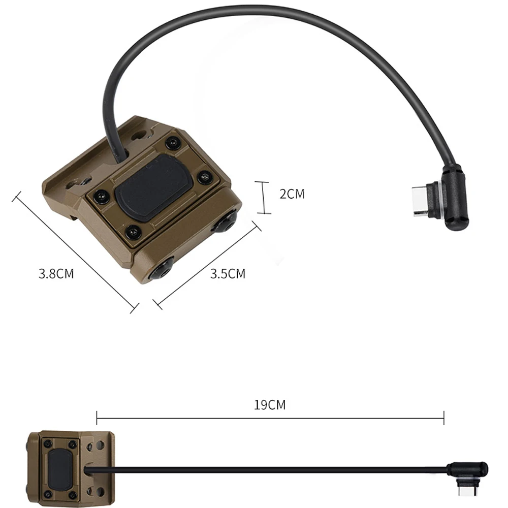 Tactical UN metal side bracket wire control switch TYPE-C is only suitable for TYPE-C interface, flashlight can be installed