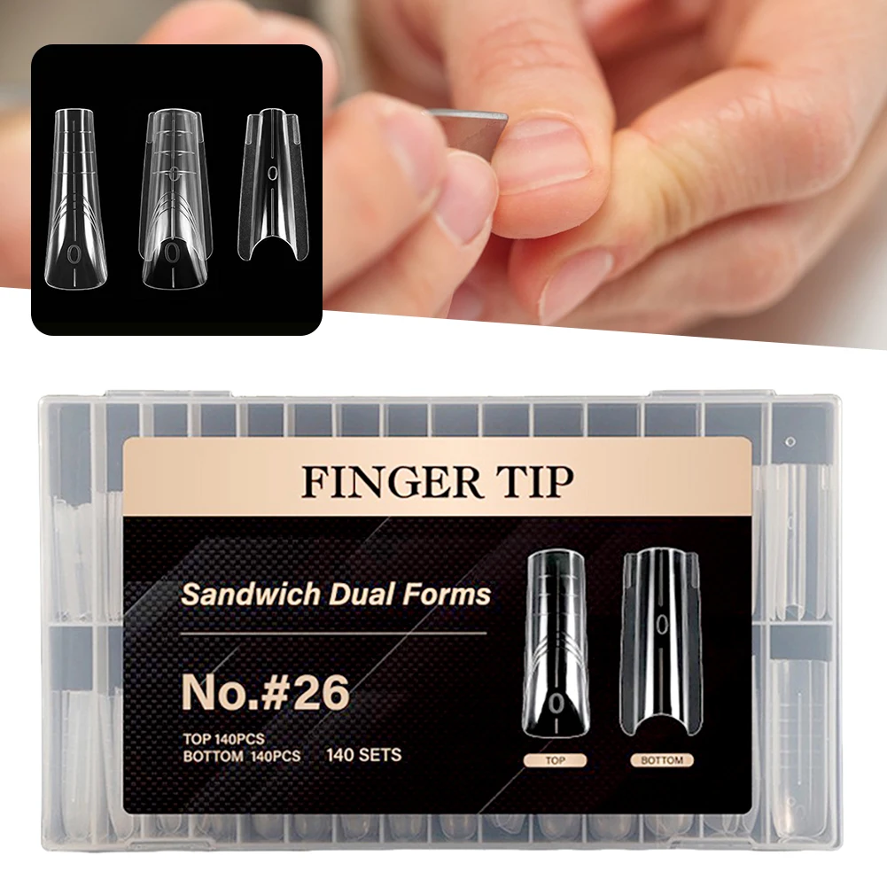 

Sandwich Dual Nail Forms 280/140pcs NEW 2026 Extensions-Dual Forms Coffin Almond Nail Forms Manicure Top Mold Bottom Mold
