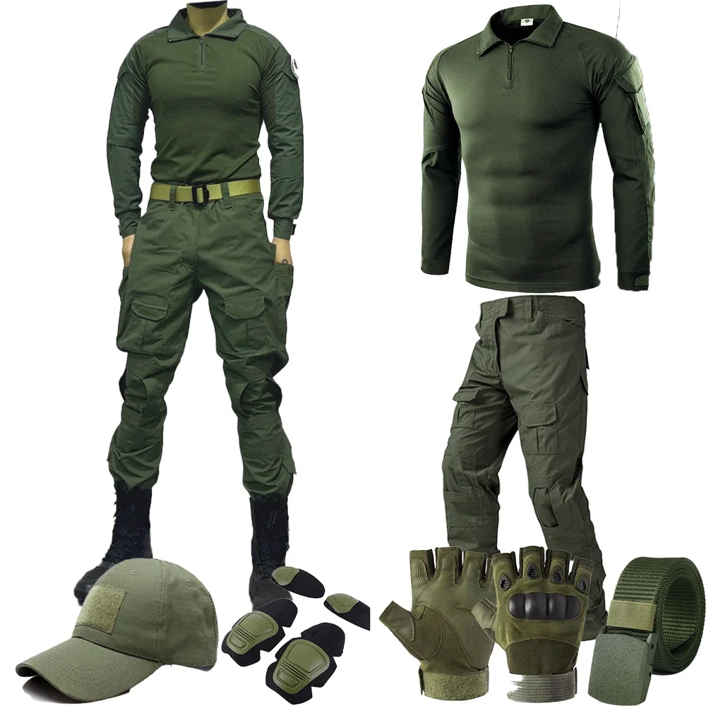Taktische Anzüge Militär Uniform Männer Kleidung Trainingsanzug Jagd wandern Shirts GRÜN Cargo Hosen Paintball Sets Tragen Beständig