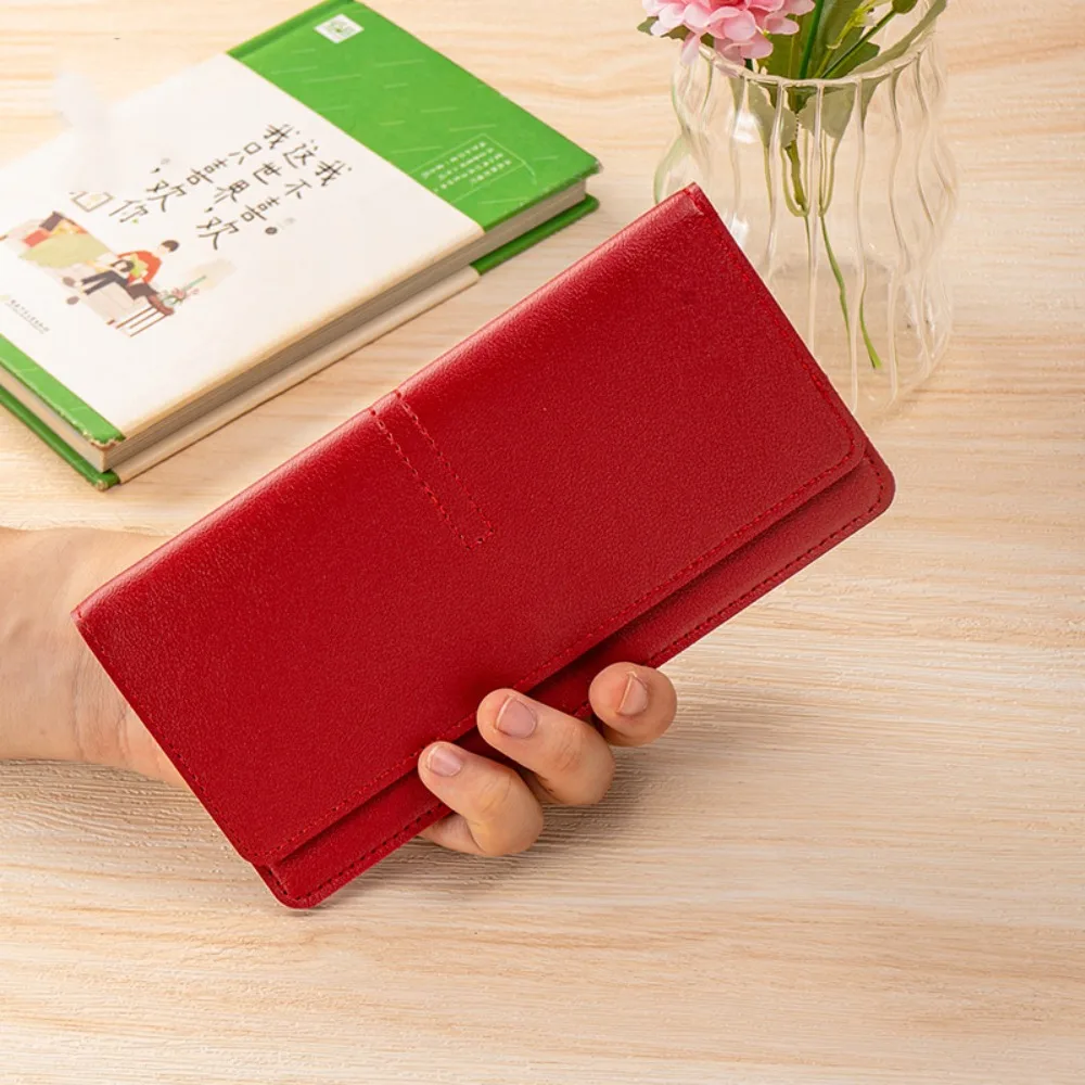 

Minimalist PU Leather Leather Women Wallets Solid Color Large Capacity Women Thin Wallets Coin Purse Women
