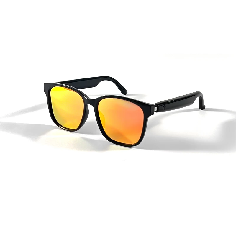New GS08 Smart Glasses for Men 2 in 1 UV Protection Portable Polarized Anti-blue Light Black Frame White Lenses Music Sunglasses