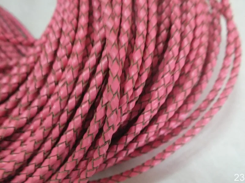 50m/lot 3mm Pink Braided Leather Cord For Jewelry Making Cord