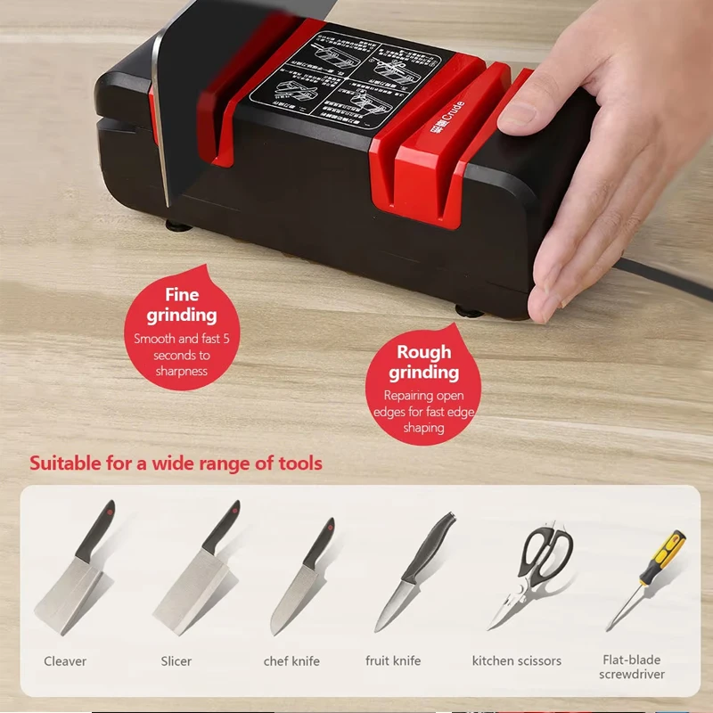 220V Multifunctional Electric Knife Sharpener with Fast Automatic Grinding Stone for Kitchen Knives - Efficient Knife Cutter