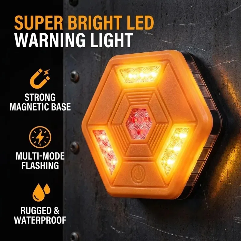 USB Charging Orange LED Road Flare Warning Light Multifunctional Emergency Flashing Light Roadside Safety Signs Beacon Magnetic