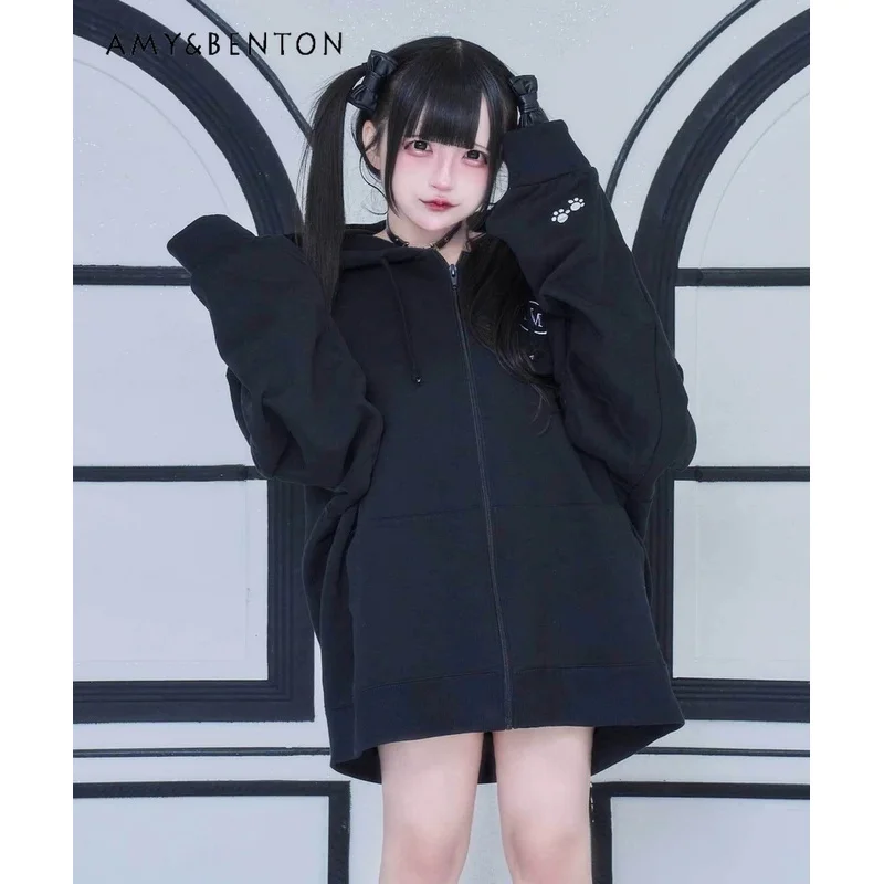 25COS سلسلة الألغام اليابانية الإنتاج الضخم ثقافة فرعية الكرتون المطرزة هوديس المرأة نمط Preppy الحلو كول المتضخم زمم Ho