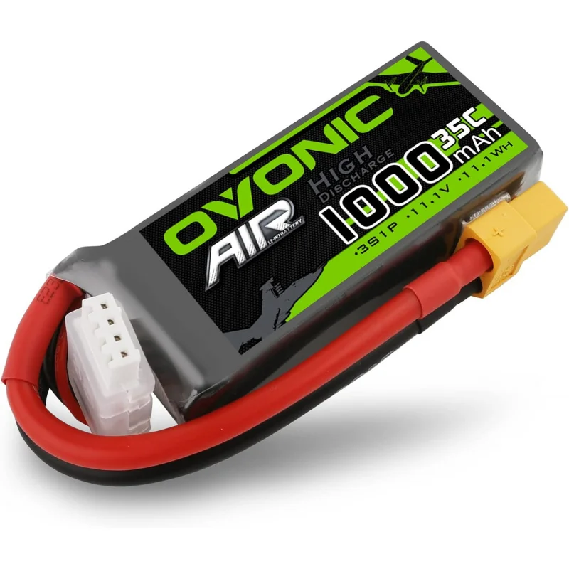 

OVONIC 3S Lipo Battery 35C 1000mAh 11.1V Lipo Battery with XT60 Connector for RC Airplane Helicopter Quadcopter FPV Racing Drone