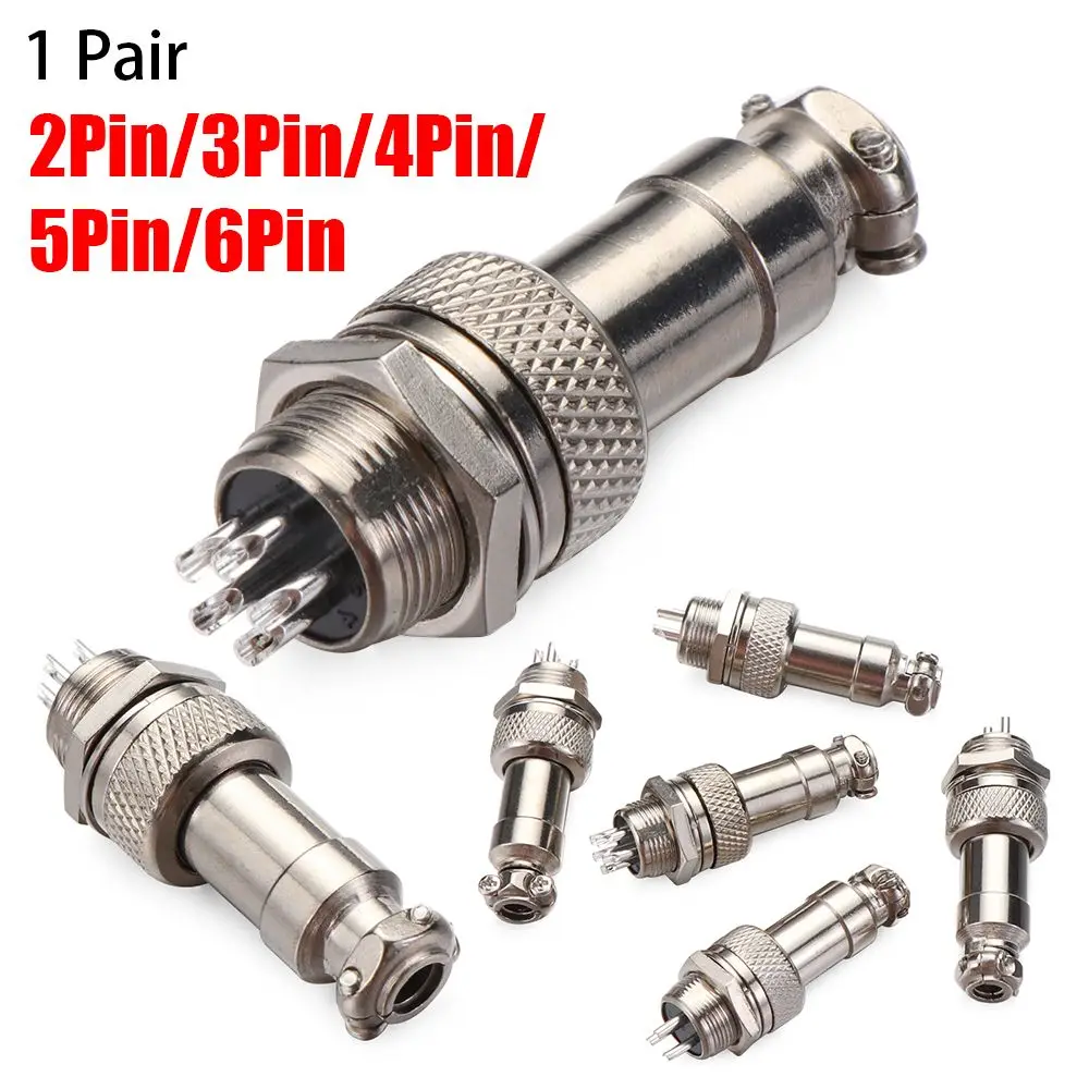 1Pair High Quality 12mm 2/3/4/5/6 Pin Aviation  Plug  Wire Panel Connector  Male&Female GX12