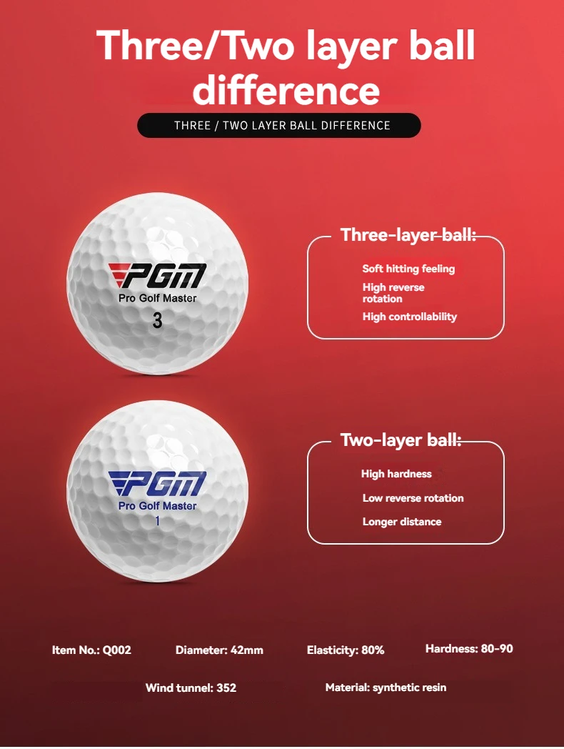 Offizielle 3-lagige Premium-Golfbälle von PGM üben das Wettbewerbs-Performance-Training für den Abstand, gerade Schüsse, Golf-Design für den Sport – Detail 4