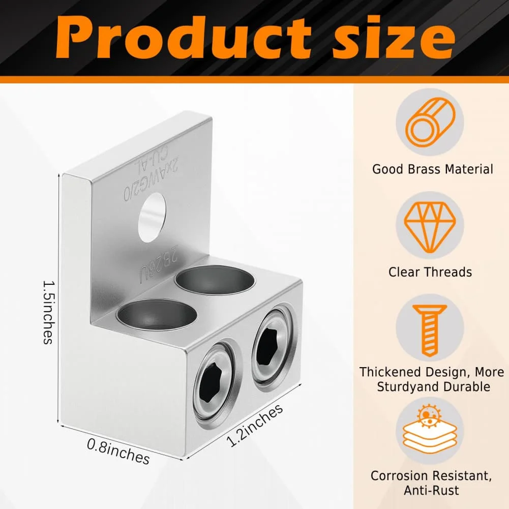 Set of 4 Aluminum Alloy Dual Ground Lugs with 2 Holes Designed for Stable Electrical Grounding and Enhanced Conductivity