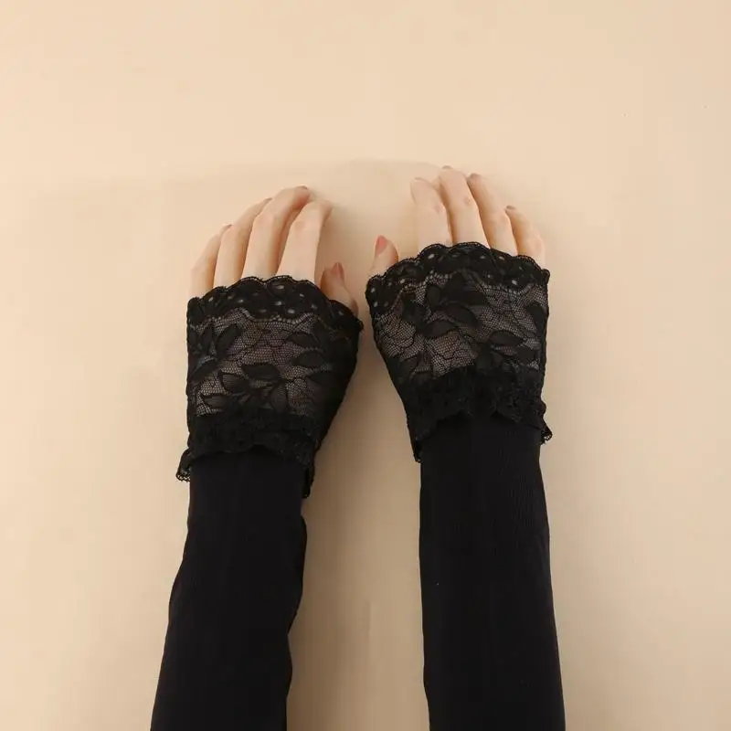 Lace Sun Sleeves High Elastic Cooling Lace Embellished Arm Covers Y166