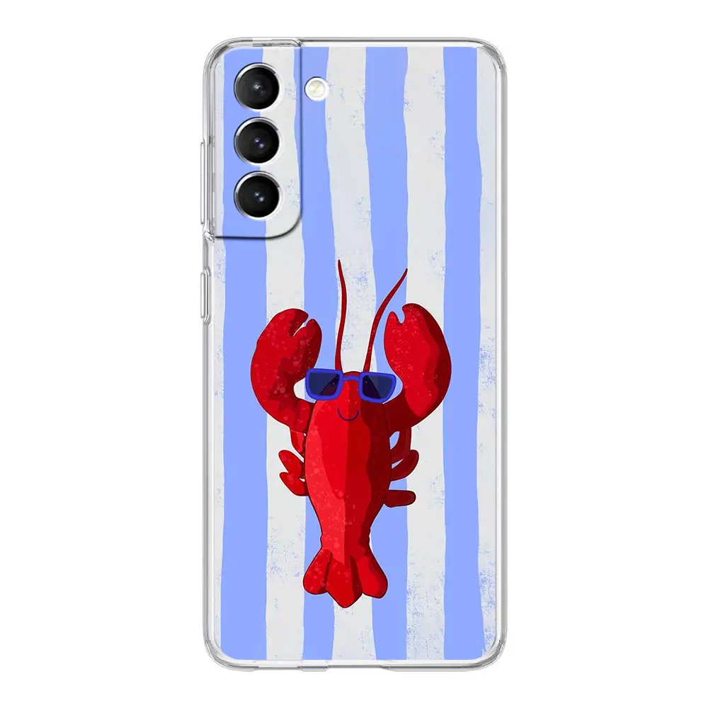 Colorful Sardine Lobster Fish Clear Phone Case For Samsung Galaxy S26 S25 FE S24 + S23 S22 S21 Ultra S20 5G S10E Plus Cover