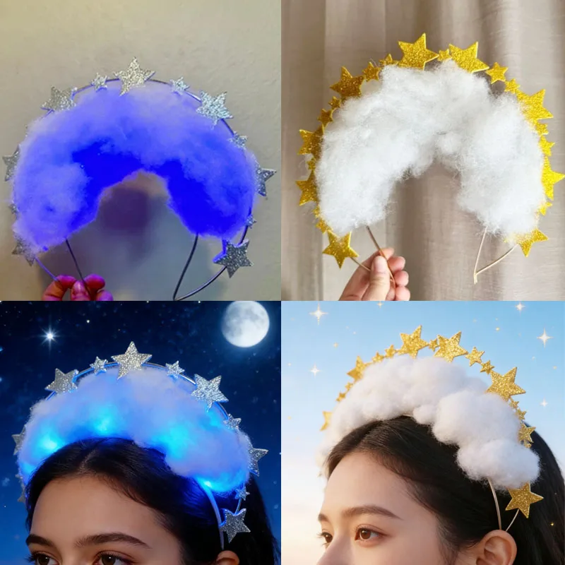 

Волшебный головной убор «Грозовое облако» — светящаяся светодиодная повязка на голову с мерцающими звездами для праздничных мероприятий и косплея
