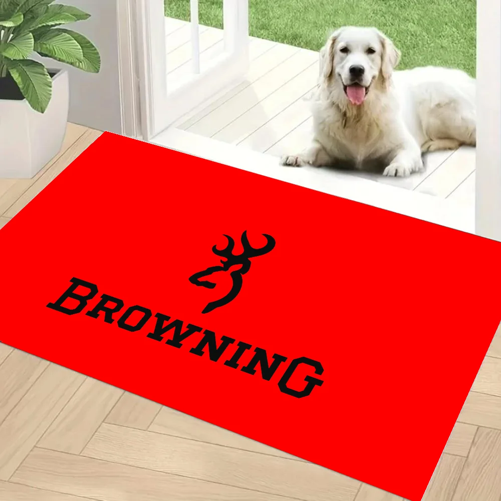 B-Browning Logo Floor Mat Graphic Printed Flannel Doormats For Bathroom Kitchen Entrance Carpet Home Decor