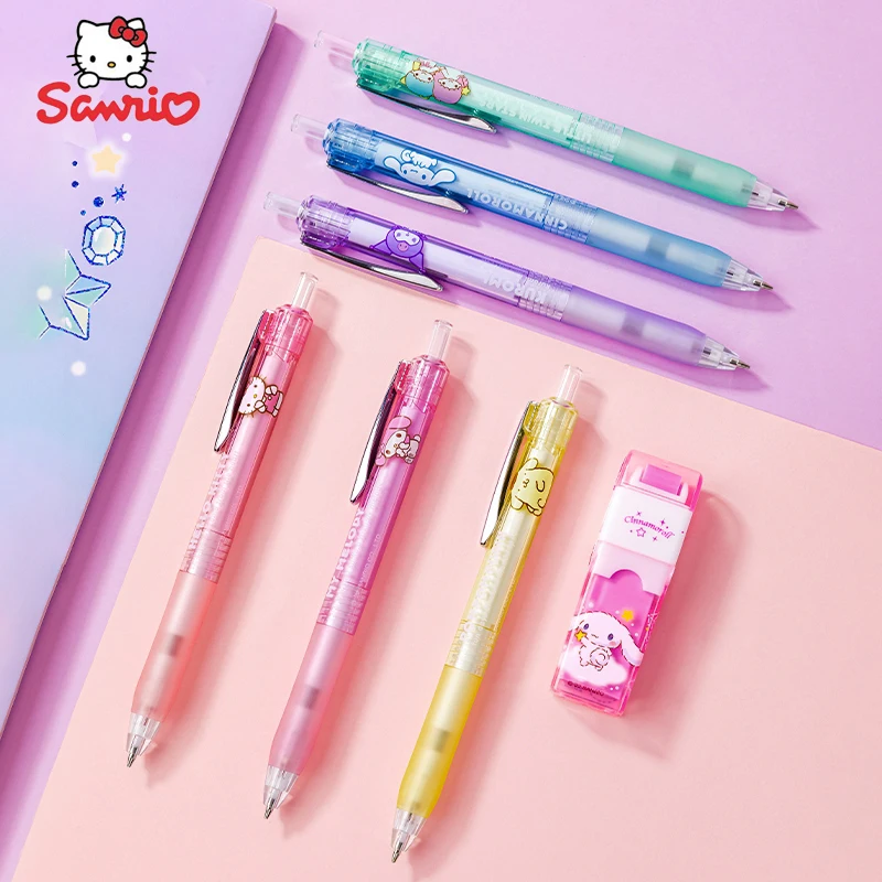 Cartoon Sanrio Mechanical Pencil Metal Pencil Clip Automatic Pencil Cute Hellokitty Melody Cinnamoroll Kuromi Press Pencil