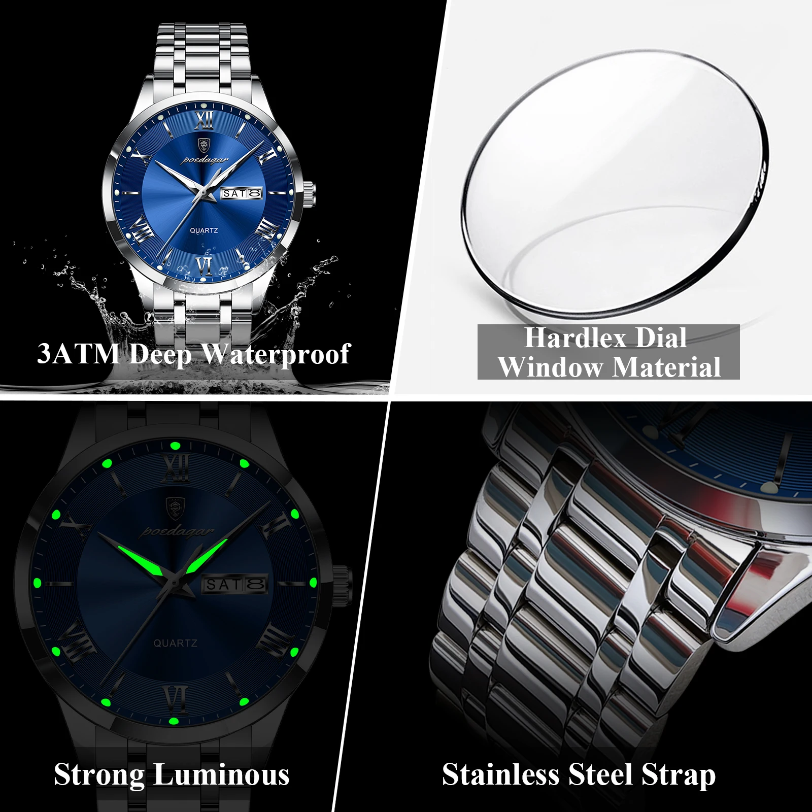 Men's Luxury Waterproof Quartz Watch with Luminous Features