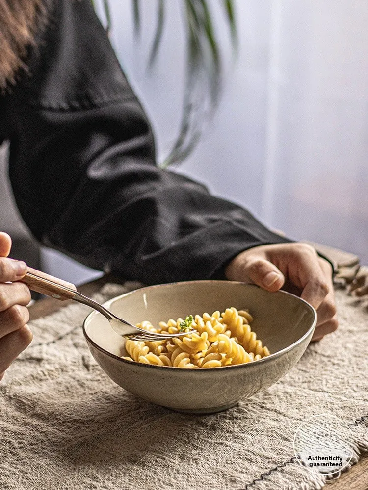 Conjunto de Louças Jojos L PD Virtue, Tigela Retro, Prato para Pasta e Frutas, Louça Cerâmica Irregular para Uso Adulto, Design em Cores Sólidas