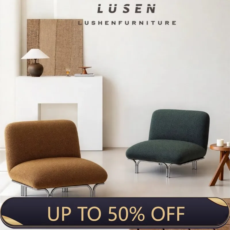 MOMO Medieval Style Fabric Sofa Chair Light Luxury Homestay Living Room Negotiation Chair Simple Modern Designer Sofa Chair