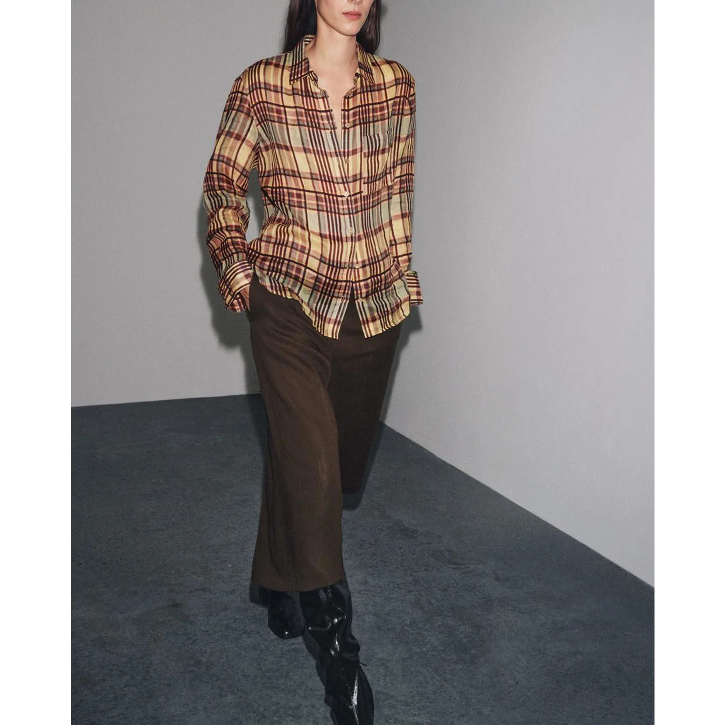 Hoge taille linnenmix Lange rechte pijpen Bermuda's voor dames Casual Sle Herfst 2025, damesbroek van polyestervezel