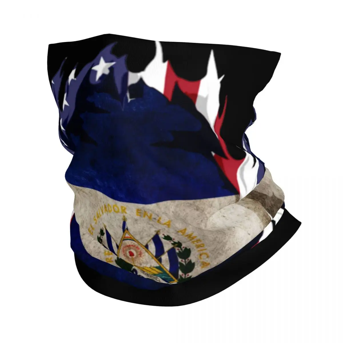 America Flag And Republic Of El Salvador Flags Bandana Neck Cover Printed Mask Scarf Multifunction FaceMask For Men Adult Winter