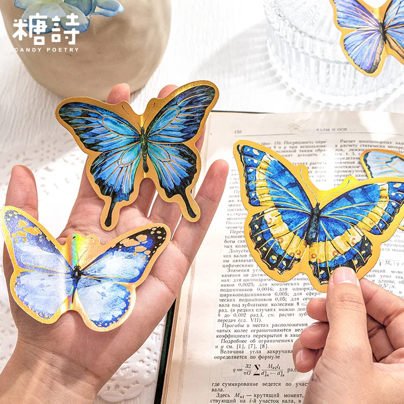 1pack/8pcs Rainbow Butterfly Collage Stickers, Beautiful Decorative Ornaments for Scrapbook Page Layout