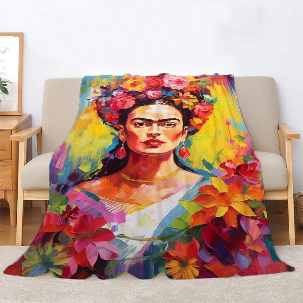 F-frida Microfiber Blanket Throw Fluffy Soft Blankets & Throws Furry Sofa Knee Nap King Size Bed Decorative Custom Hairy Adults