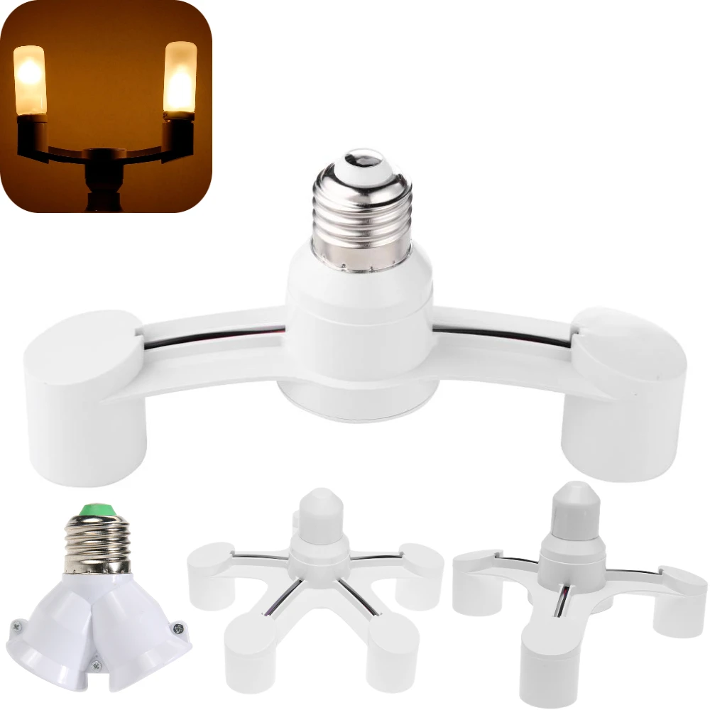 E27 to E27 LED Bulb Lamp Holder 2 in 1/3 in 1/4 in 1/5 in 1 E27 Base Socket Splitter LED Lamp Socket Light Bulb Adapter Holders