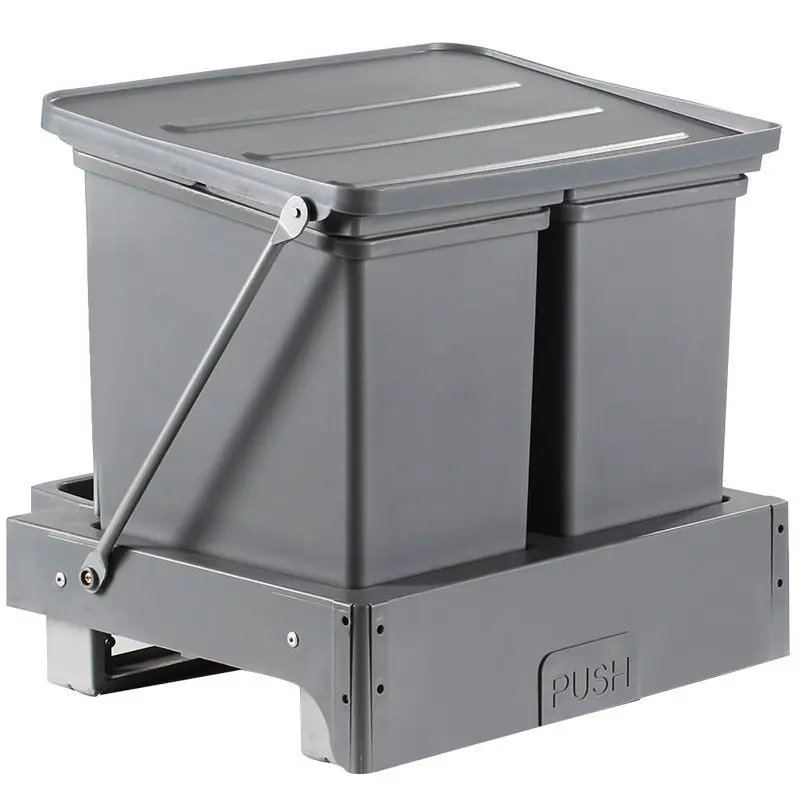 Kitchen trash can Household embedded sink cabinet with lid Bottom pull-out trash can Pop-up cabinet New