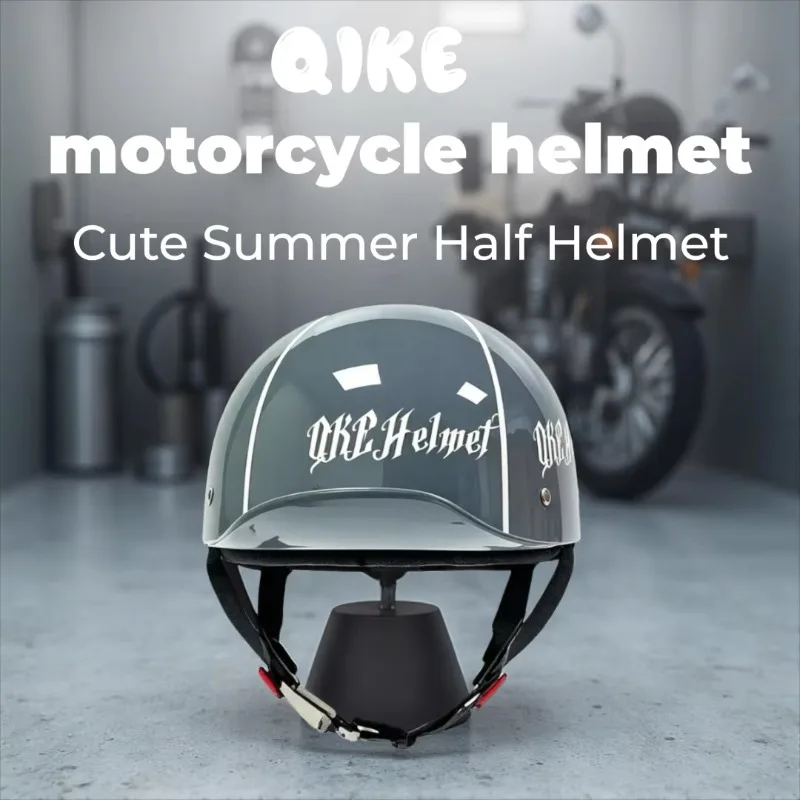 

Qike Riding G Retro Electric Car Women's Big Hat Battery Car Riding Scoop Helmet Universal Motorcycle Summer Cute Half Helmet