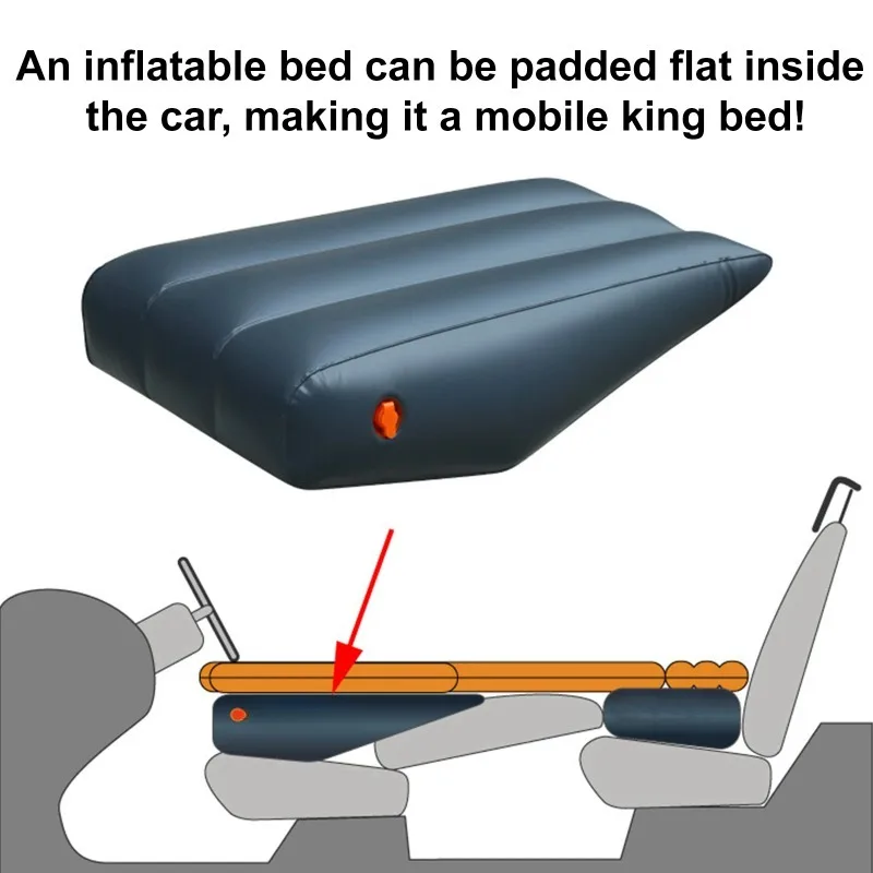 Car Travel Inflatable Mattress Front Slope Pad Inflated Stool Cushions Air Bed Seat Gap Self-driving Supplies  Accessories