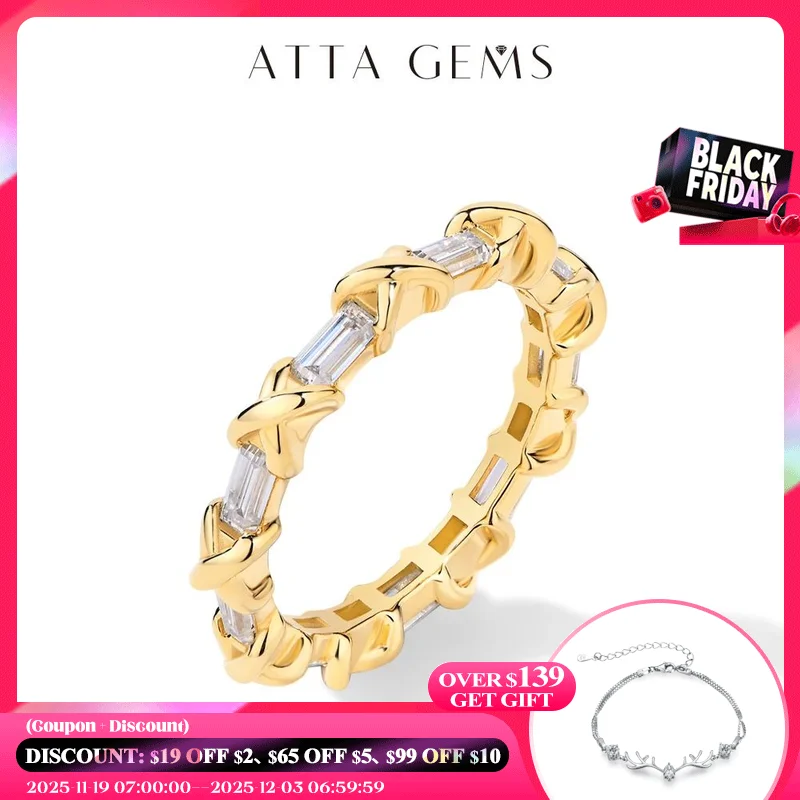 

ATTAGEMS Moissanite Diamond Rings for Women Men D VVS1 Color Rectangle Cut S925 Sterling Silver Stackable Rings Wedding Jewelry