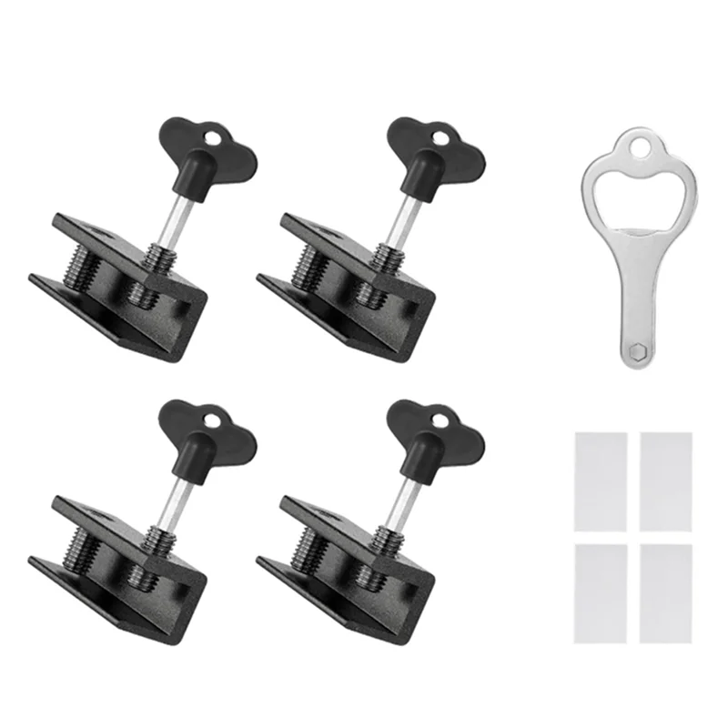 4 Sets Window Locks, Sliding Window Locks with Key for Vertical & Horizontal Sliding Windows Doors, Security Window Lock