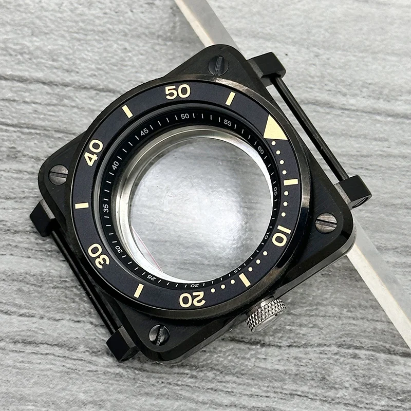 42mm Schwarzes Quadratisches Piloten-Cockpit-Gehäuse Saphirglas Passend für NH34 7S 4R NH35 NH36 Uhrwerk 28,5mm Zifferblatt Uhrenmodifikation – Detail 4