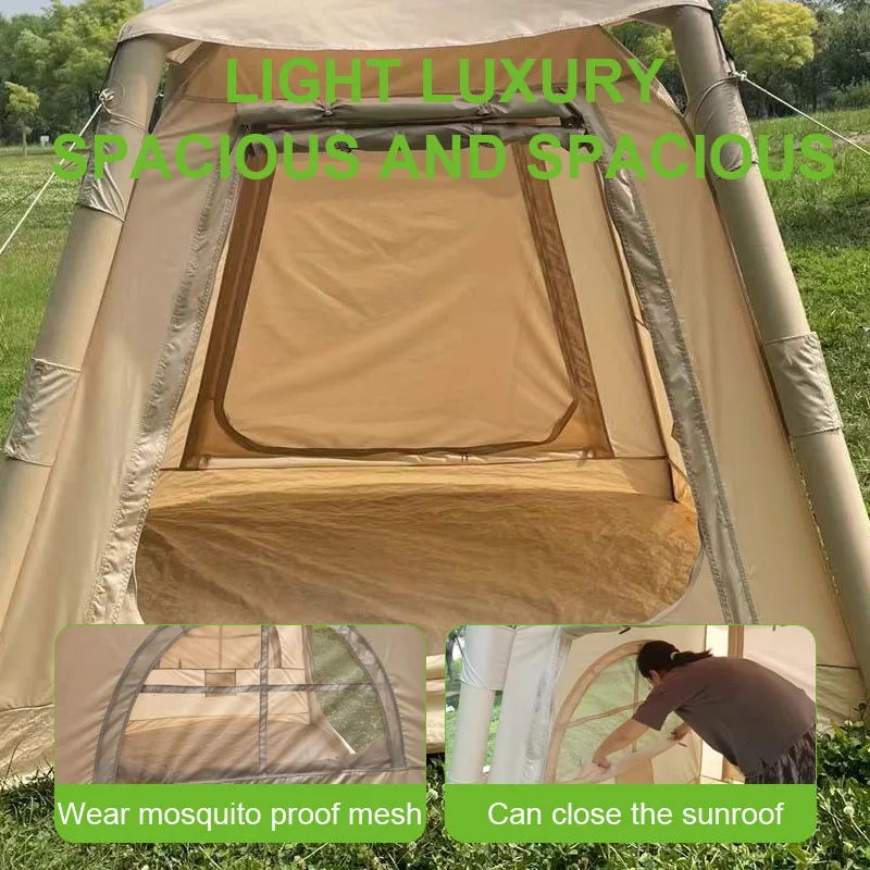 1-2 People Glamping Roof Style Portable Waterproof Oxford One Bedroom Four Seasons Family Camping Outdoor Inflatable Tent Quick