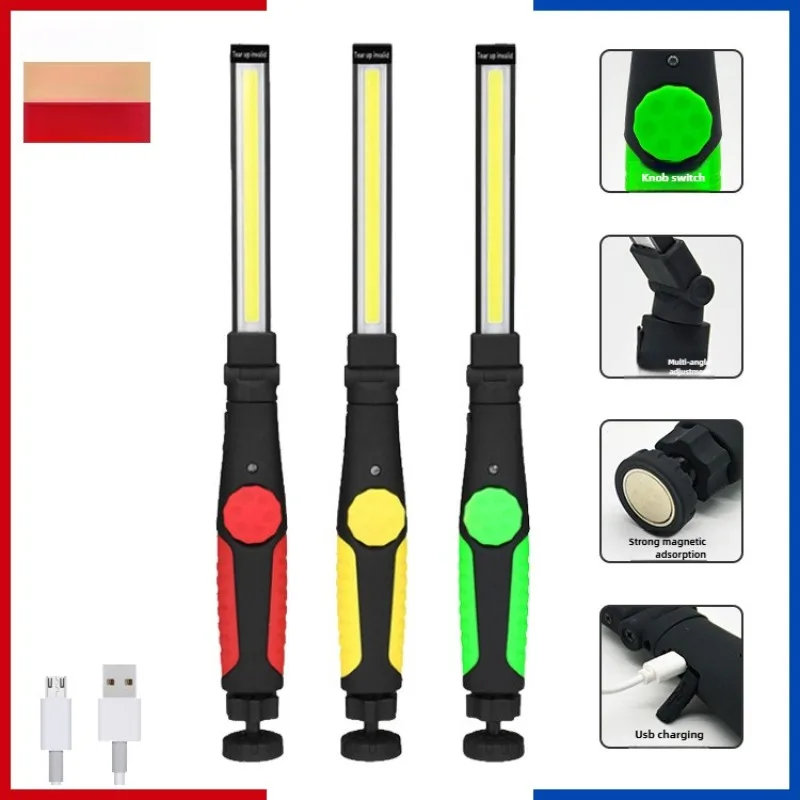 

Светодиодный складной фонарик с магнитом и рабочим фонарем COB — портативный, перезаряжаемый для авторемонта и осмотра