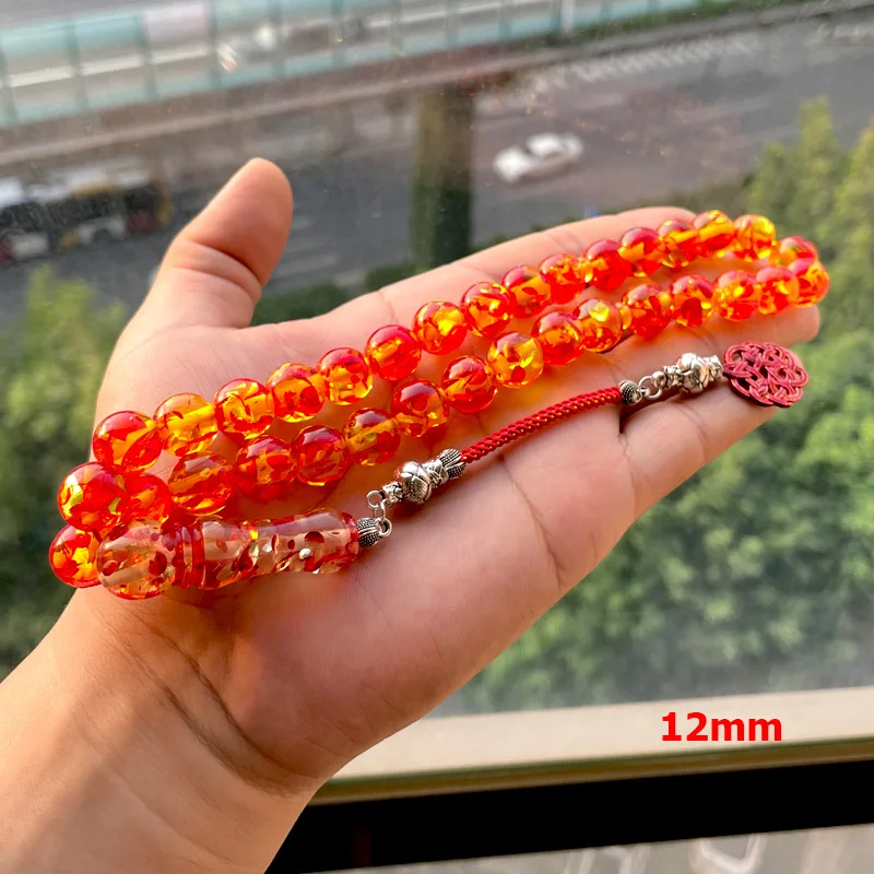 Tasbih Resin The color of ambers Muslim prayer beads Gift islamic rosary Red turkish acessories misbaha arabic Fashion bracelet