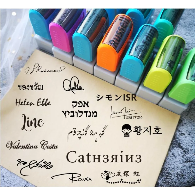 Custom Arabic Russian Hebrew Thai letter Teacher Signature Name School Student Child cloth ink stamp Stamp Selfing-inking Stamp