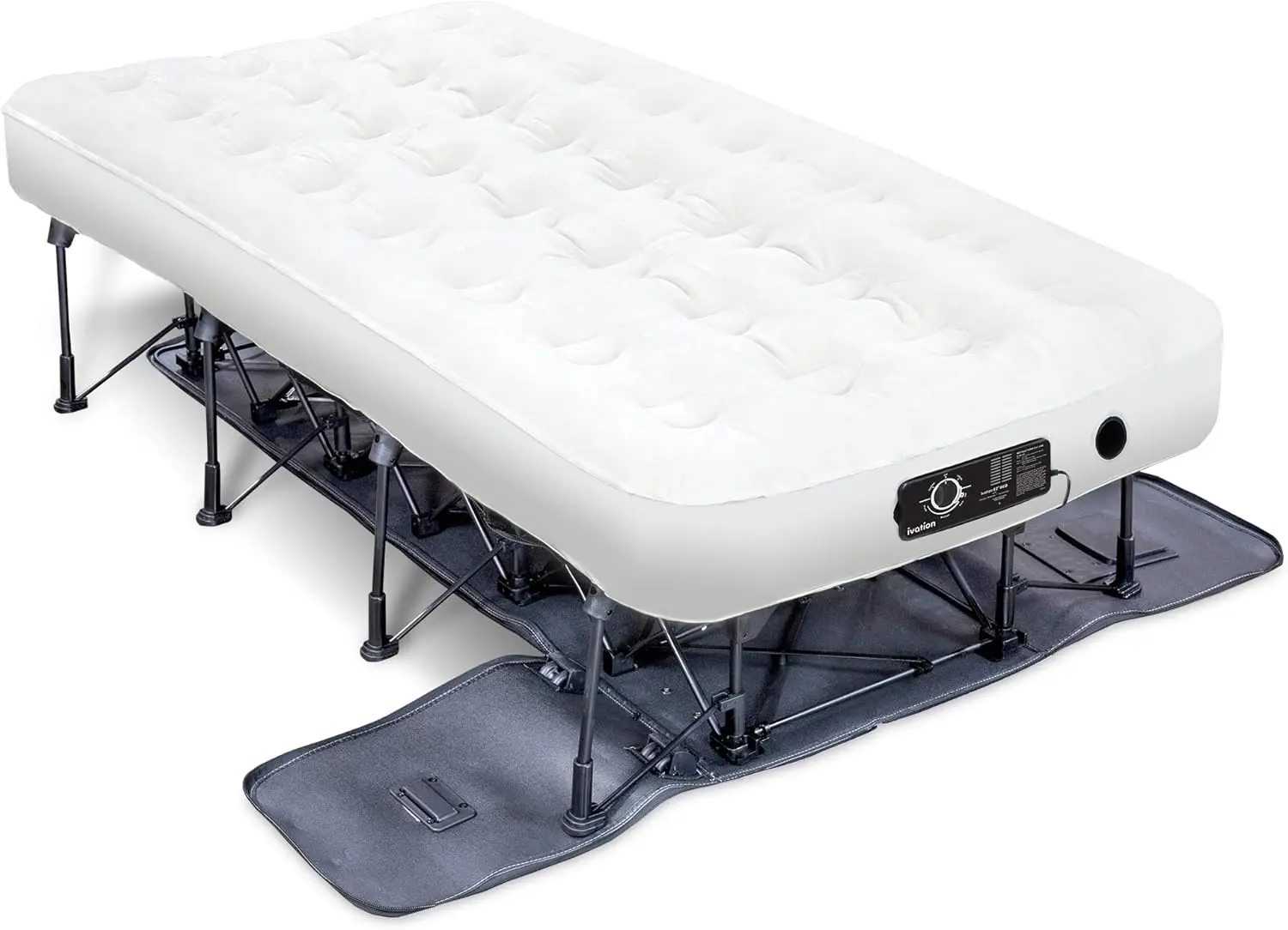 Twin Air Mattress with Deflate Defender Dual Auto Comfort Pump Built-in Frame Rolling Case for Guest Travel Camping