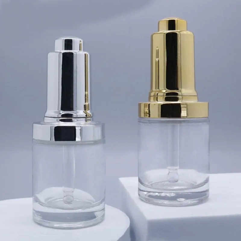 30ML clear glass bottle silver/gold pump dropper lotion emulsion moisture toner liquid essence oil gel skin care  packing