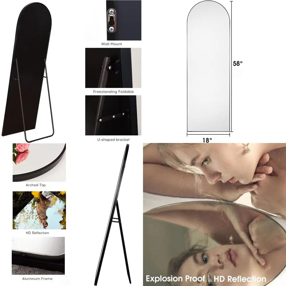 

Зеркало настенное арочное 5818 - в полный рост, напольное или для крепления, цвет черный эбеновый