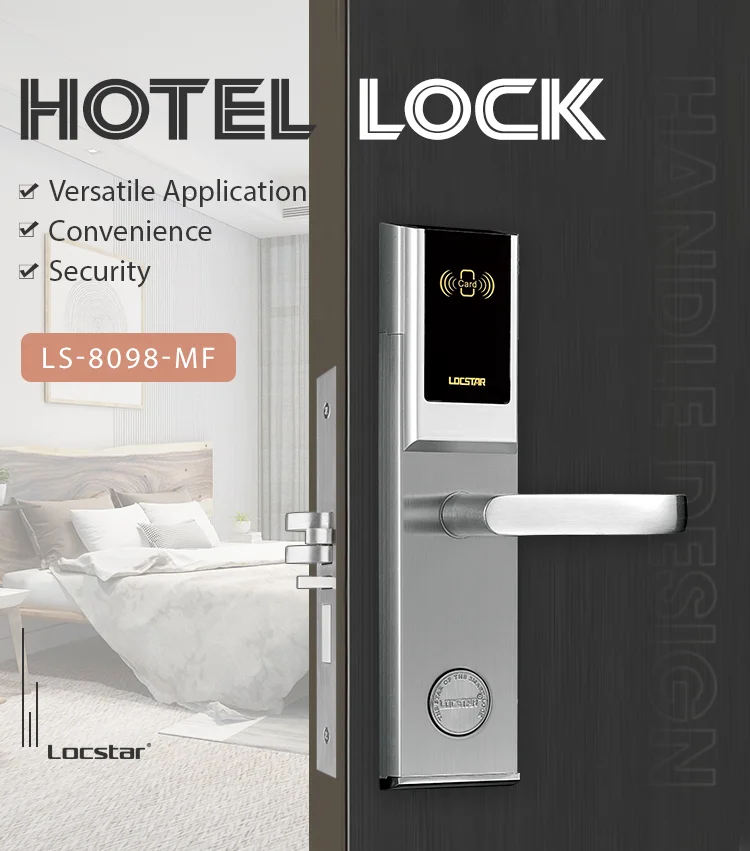 Locstar Mart Electronic Key Card Security Bedroom Deadbol Safe Hotel Rifd System Software Door Lock hotel card reader door lock