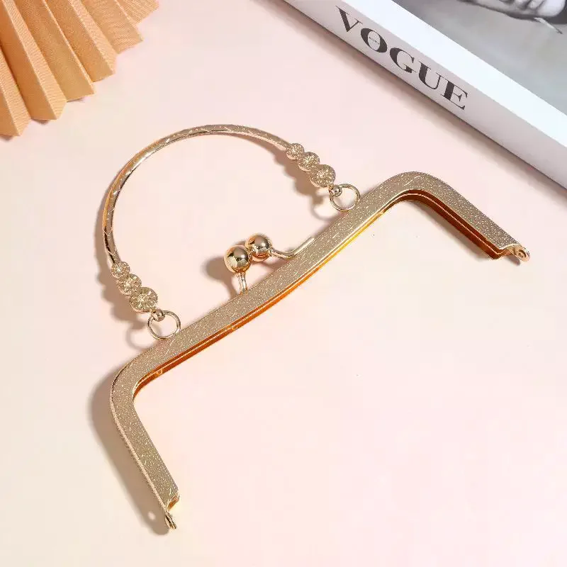 Metal Purse Frame With Curved Handle Kiss Lock Clasp Hardware For DIY Handmade Coin Bag Evening Clutch Bag Making Accessories