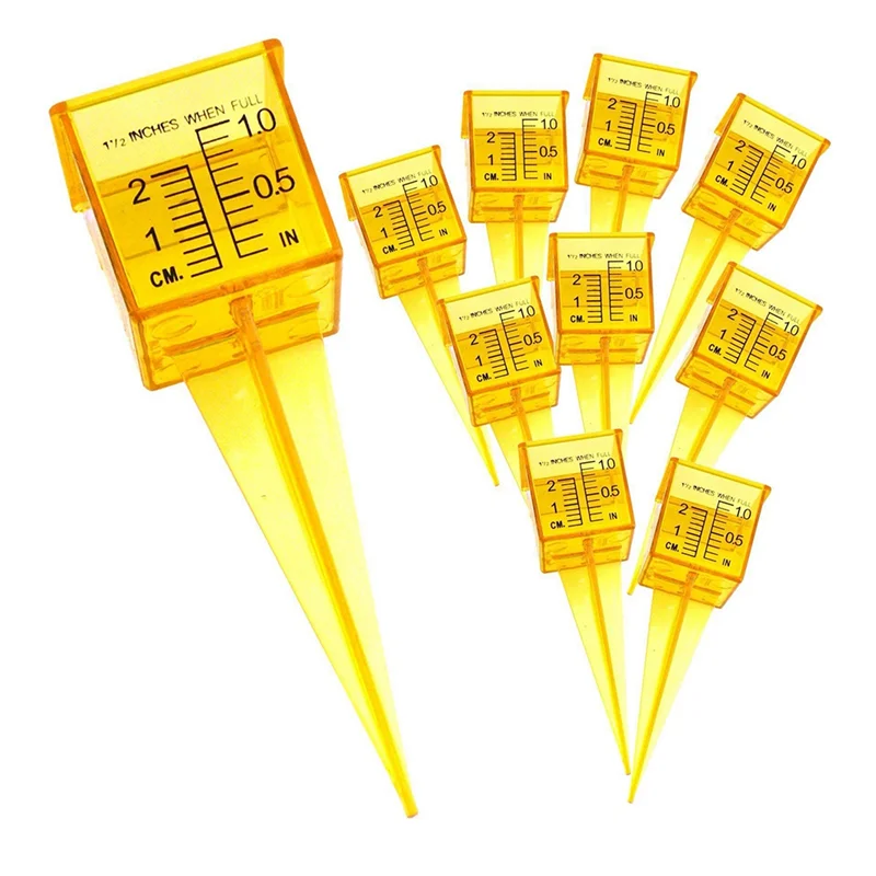 H-W 20PCS Regen Gauge Wiederverwendbare Garten Wasser Gauge Sprinkler Gauge Helle Gelb Rasen Regen Gauge Outdoor Wasser Mess Werkzeug Dura